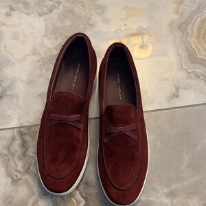 Burgundy Suede Loafers for Men